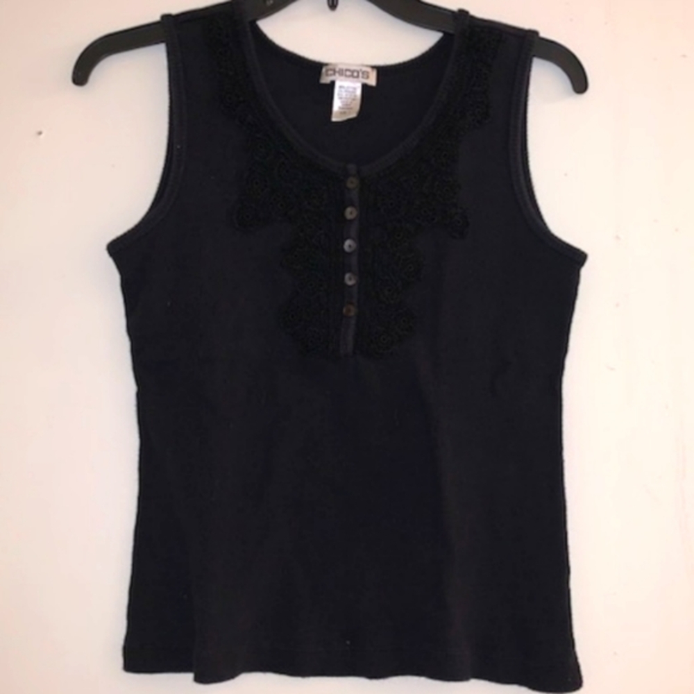 Chico's sz 1 (med) Black Ribbed Top